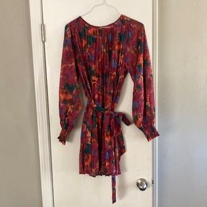 Flying Tomato Watercolor Floral Print Pleated Dress